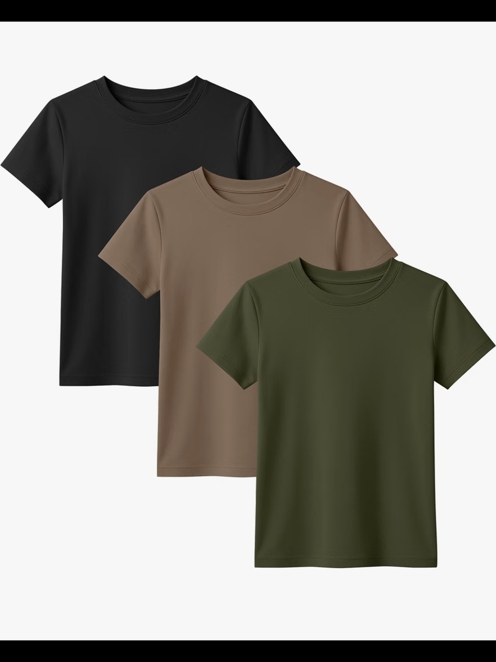 Kids 3-Pack Crewneck Tees - Black, Brown, Olive